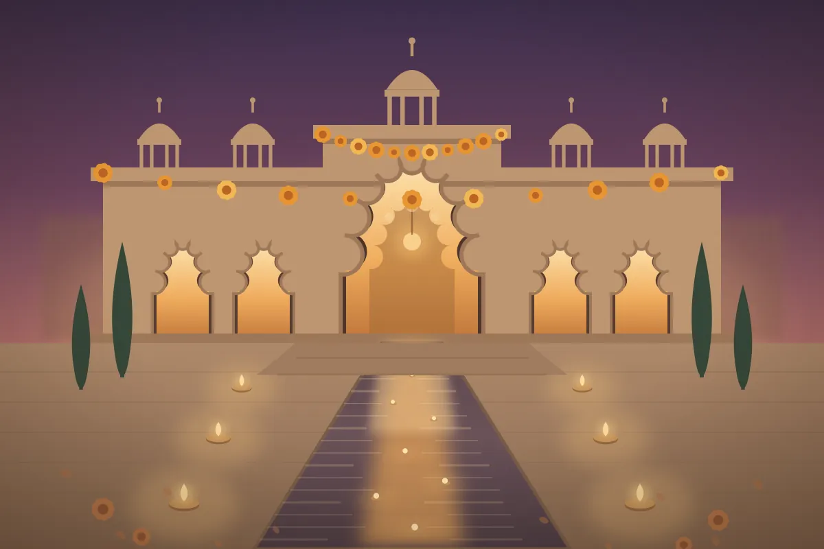Illustration of the palace courtyard where the ceremony takes place